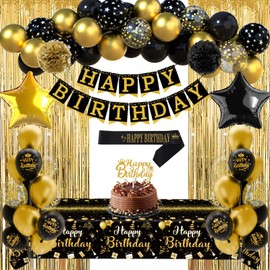 Black Gold Birthday Decoration Set