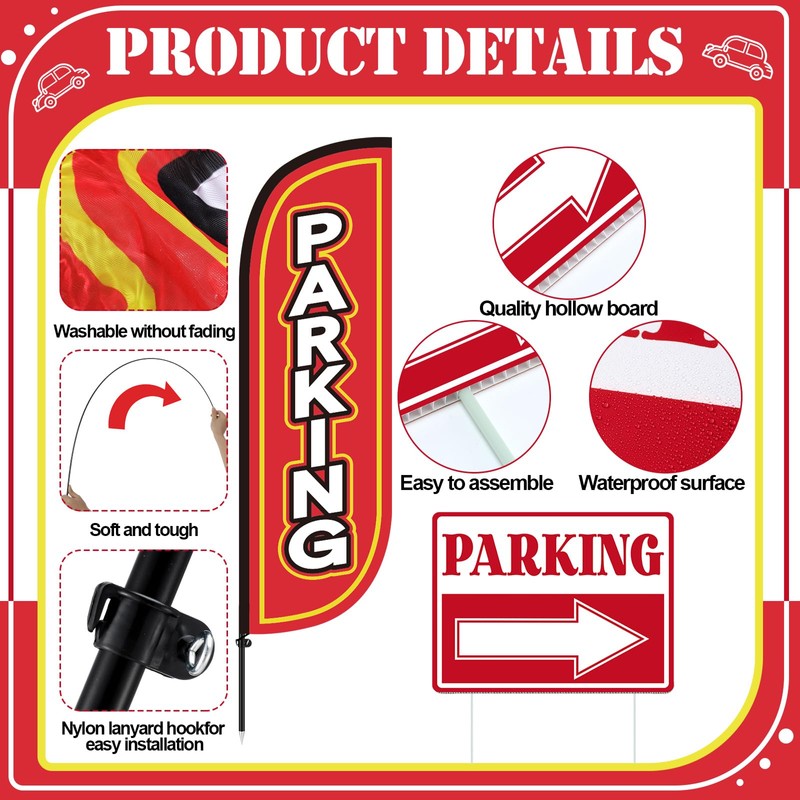 Parking Feather Flag Pole Kit Include 7 ft Banner Flag
