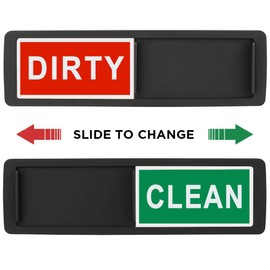 Dishwasher Magnet Clean Dirty Sign, Dirty Clean Kitchen Message Sign with Adhesive Stickers Slide Indicator to Show Dishes/Washing Machine Clean or Dirty/Refrigerator Magnet 7''x 2'' (Black)