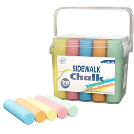 Lollipop 20 PC Sidewalk Chalk Set Outdoor Chalk for Kids - 4 Colors Includes Chalk Box - Nontoxic Sidewalk Chalk for the Park, Chalkboard, Blackboard, Sidewalk, Driveway