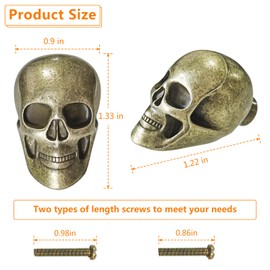 BAMI-LEE House Vintage Skull Cabinet Knob,4 Piece Furniture Cabinet Handle for Kitchen Dresser Cupboard Wardrobe with Screws (Bronze)