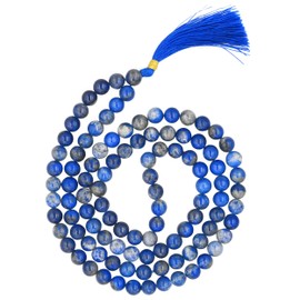 Amazing Gemstone Lapis Lazuli Buddhist Prayer Beads Japa Mala with 108 Meditation Beads (Without Knots)