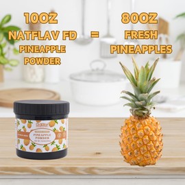 NAT FLAV Freeze Dried Pineapple Powder – 100% Natural, No Added Sugar, No Preservatives | Pure Tropical Flavor for Smoothies, Baking & More | 10.5oz | Non-GMO & Vegan Friendly