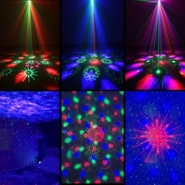 Dj Disco Party Lights Starry Sky Projector Ocean Wave Projector Dicso Ball Dance Rave Home Night Strobe Lights Effects Glow Party with Remote Control