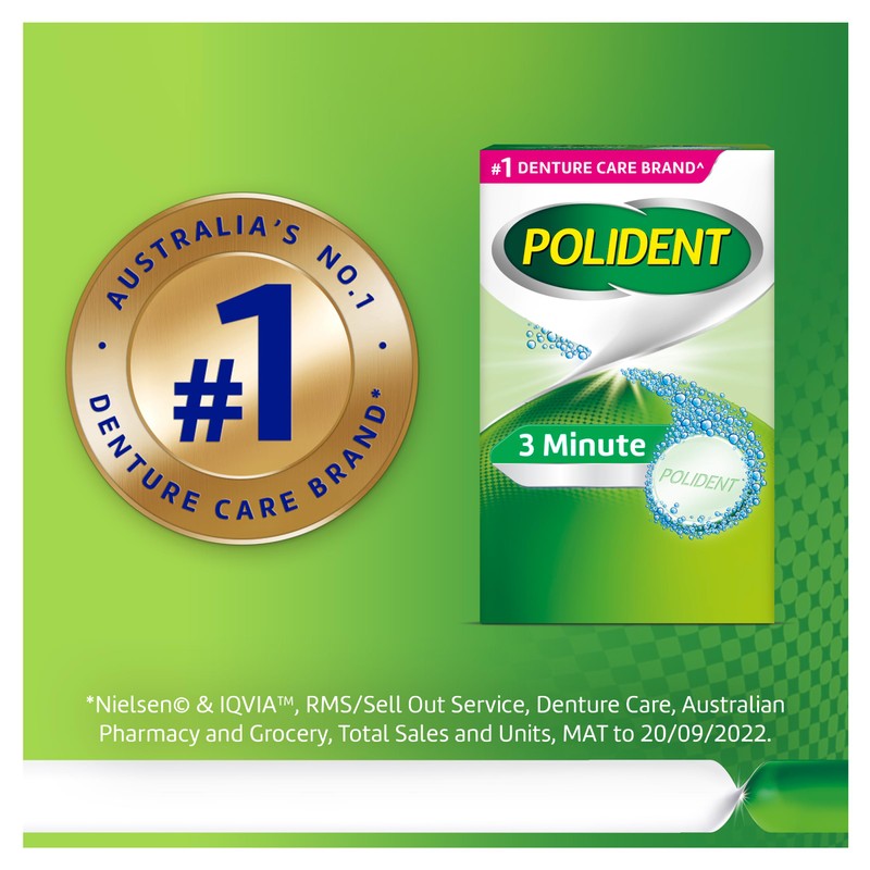 Polident Denture Cleanser, 3 minute Daily Active Cleanser Tablets, 36
