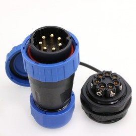 Eonvic TY28 Aviation Plug & Socket 4 5 6 7 9 pin Connector IP68 Waterproof Panel Mount Wire Cable Connector Back Nut Connector Male and Female (TY28-back-7pin)