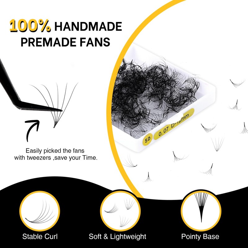 500 Premade Fans Lash Extension 10D 0.03 D Curl Promade