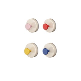 yeenelwboo Dopamine Wall Hooks, 57mm x 42mm, No-Drill Suction Cup Design, 4-Pack in Yellow, Blue, Pink, Red