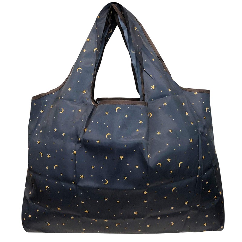 allydrew Large Foldable Tote Nylon Reusable Grocery Bag, Moon &