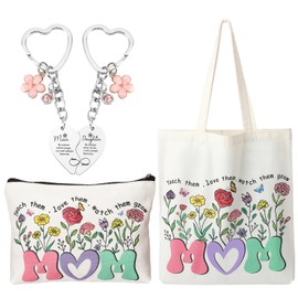ViEinkaufen Mum Gifts Birthday Gifts for Mum Women Mothers Day Gifts from Daughter, Mummy Gifts,New Mum Gifts,Thank You Gifts for Mum Presents for Mum Flower Makeup Bag Tote Bag und Keyring