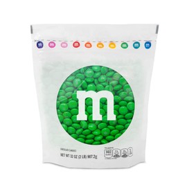 M&MS WORLD M&M'S Green Milk Chocolate Candy, 2lbs of M&M'S Resealable Pack for Candy Bars, Christmas, St. Patrick's Day Parties, Birthdays, Graduations, Dessert Tables & DIY Party Favors, Bulk Chocolate