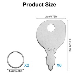 XYQMLY 6 Pack 430 Ignition Key + 2 Key Rings, Replacement Set for Lawn Mower Equipment - Compatible with Briggs & Stratton 691959 & Other Major Brands