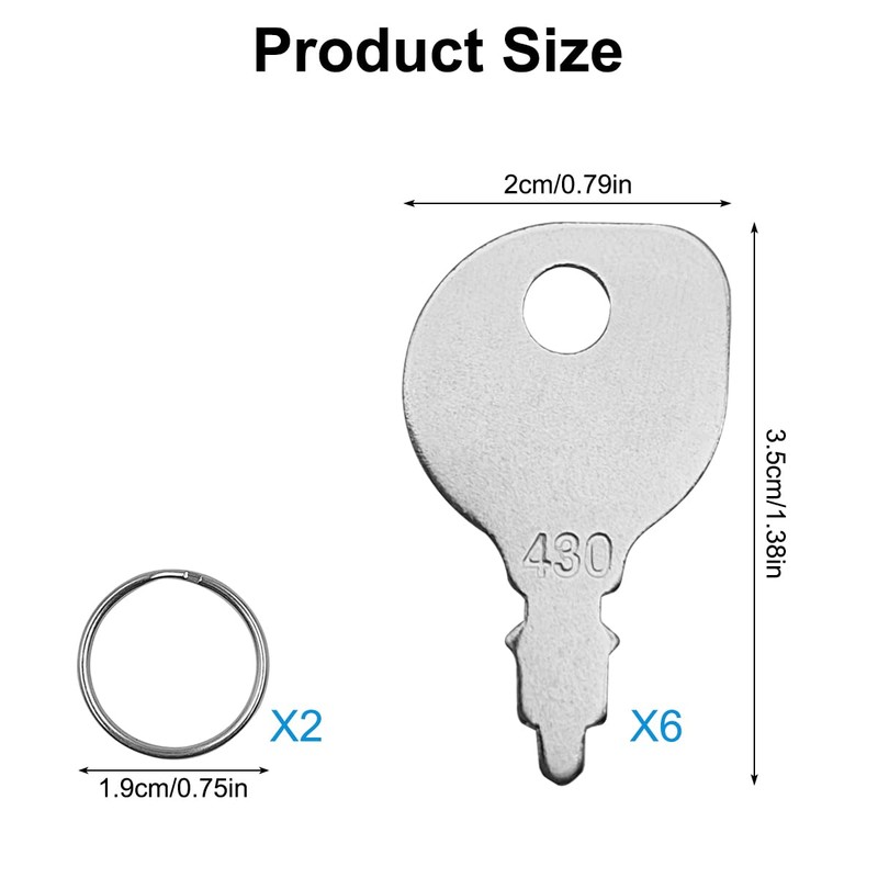 XYQMLY 6 Pack 430 Ignition Key + 2 Key Rings,