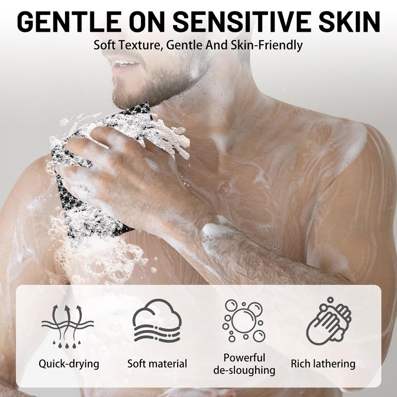 ELNX 3 Pack Exfoliating Towel, Antibacterial Exfoliating Shower Towel for