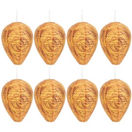 DECYOOL 8 Pack Paper Wasp Nest Decoy Hanging Wasp Nest Stay Away from Wasps Hornets Yellow Jackets(Orange)