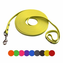 Dog Training Leash, Waterproof Long Dog Leash, TPU Material is Easy to Clean, 10FT/15FT/30FT/50FT Great for Recall Training,Swimming,Outside,Beach,Lawn,Yard (Yellow, 16FT)