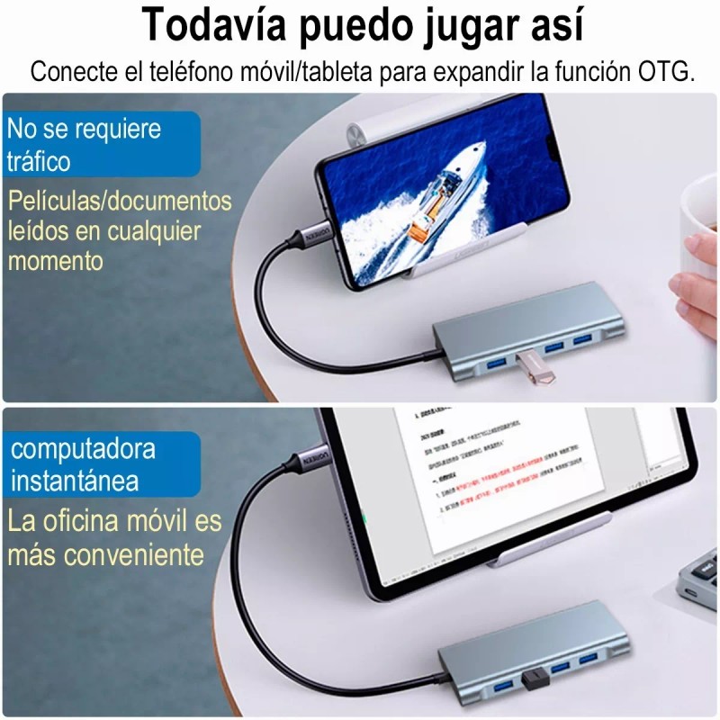 GOMITA 11 En 1 Usb-c To Hdtv +vga+lan+usb+tf+sd+pd+audio