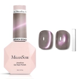 MelodySusie Silky Cat Eye Gel Nail Polish, Nude Glitter Holographic Magnetic Nail Polish with Magnet, 0.5 Fl Oz UV Nail Polish for Nail Art Manicure Salon DIY at Home B5404