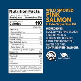 Wild Planet Wild Smoked Pink Salmon Fillets in Extra Virgin Olive Oil, Tinned Fish, Canned Salmon, Sustainably Wild-Caught, Non-GMO, Keto and Paleo, 3.9 oz, pack of 12