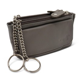 Safekeepers Leather Key Case - Small Key Bag with Zip for Men and Women, Mini Key Case for Car Keys, gray, Modern