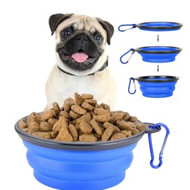 Collapsible Pet Feeding and Drinking Bowl, Dogs and Cats Foldable, Portable Food and Water Bowl for Traveling, Hiking, Trekking or Any Outdoor Activity, Small, Blue Color