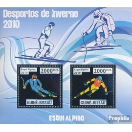 Guinea-Bissau miniature sheet 768 (complete. issue) unmounted mint/never hinged ** MNH 2010 Ski Alpine (Stamps for collectors) Winter sports (skiing/ice hockey/bobsleigh ...)