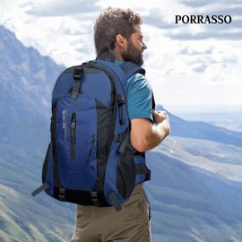 PORRASSO 40L Hiking Backpack Waterproof Backpack Travel Backpack Trekking Backpack Hiking Backpack for Women Men Cycling Climbing Travel Sports, darkblue