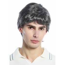WIG ME UP - DW1335-44 Men's Women's Unisex Short Wavy Wig Dark Brown Grey Mottled