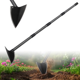 Lcokeiy Hoe Garden Tool,Triangle Gardening Hoe with Sharp Blade for Digging,Weeding,Cutting and Loosing Soil,60 Inch Adjustable Length Metal Handle…