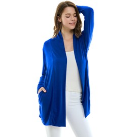 Women's Lightweight Open Front Cardigans with pockets and Royal Blue Formal Kimono Duster Sweater Cardigan (Royal blue, Medium)