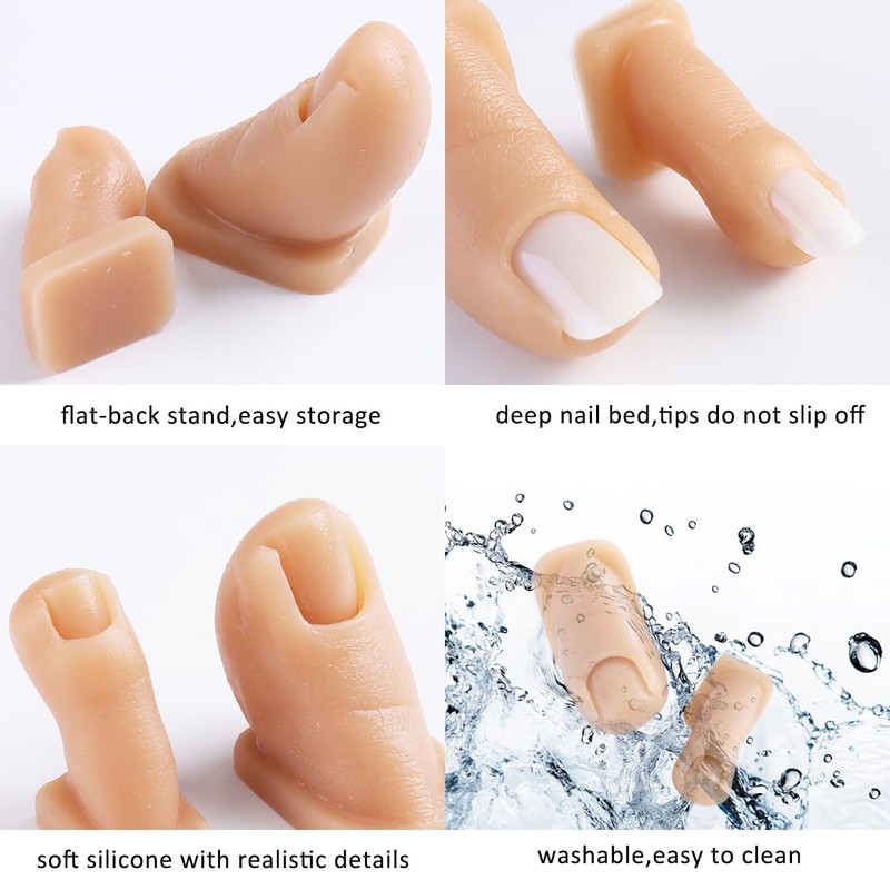 Fcozpjk Silicone Toenail for Nail Art Practice, 2PCS Fake Foot