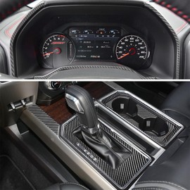 YAMUDA Compatible with Decorative Interior Protection Carbon Fiber Sticker for Ford F150 2015 2016 2017 2018 2019 2020 (Black 58pcs)