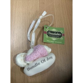 Department 56 Dept 56 Snowbabies "Bundle of Joy" Baby Girl Ornament Pink  Baby Shower Favors