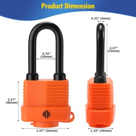 HOX 4-Pack Weather Resistant Padlocks – 40mm Laminated Steel, Chrome Plated with 2-inch Shackle, Vinyl Wrapped, Hardened Steel for Extra Security