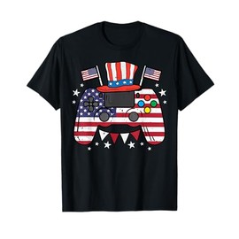 4th Of July Video Gamer US Flag Gaming Patriot Boys Kids Men T-Shirt