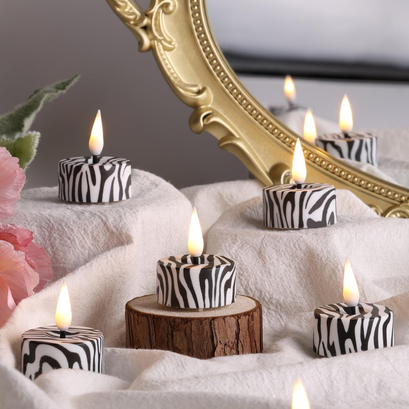 Eywamage Zebras Animal Print Flameless Tealights with Remote Batteries Included,