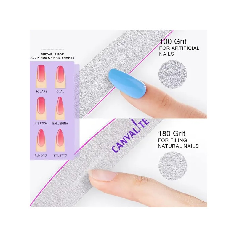 Canvalite 10 PCS 네일 파일 전문가용 재사용 가능한 양면 에머리