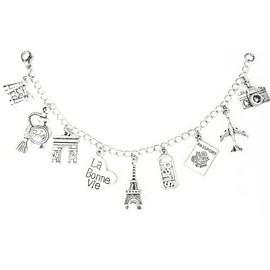 Paris Charm Bracelet or Necklace, Gift for Traveler to France