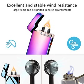 GADATOP Flame Arc Plasma Lighter,Electric Lighter, USB Rechargeable Electric Lighters Windproof Waterproof Lighter with LED Battery Indicator (Rainbow)
