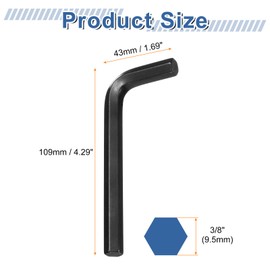 sourcing map Hex Key Wrench 3/8" 45# Carbon Steel L-Shape Hexagon SAE Wrenches Repairing Tool for Home DIY Bike Motorcycle Repair, Black