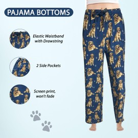 Golden Retriever Pajama Pants – Cotton Blend - All Season sleep pants - Comfort Fit Lounge Pants for Women and Men – Golden Retriever Gifts