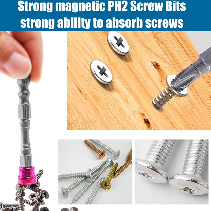 Treki Colourful PH2 Screwdriver Bits Set, 10pcs Magnetic Collar Screwdriver