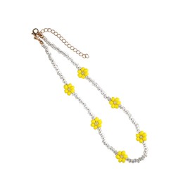 Gargantilla bohemia con diseño de margaritas y flores, collar de cadena colorida, collar ajustable, linda joyería para mujeres y niñas, regalos hawaianos bohemios azul