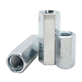 M16 X 2 x 49mm Long Rod Metric Hex Coupling Nut, Zinc Plated 5 Pcs