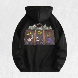 Saint Athletic Money Bag Graphic Hoodie 100% Cotton US Warehouse 6 ColorsColor: Black, Size: M