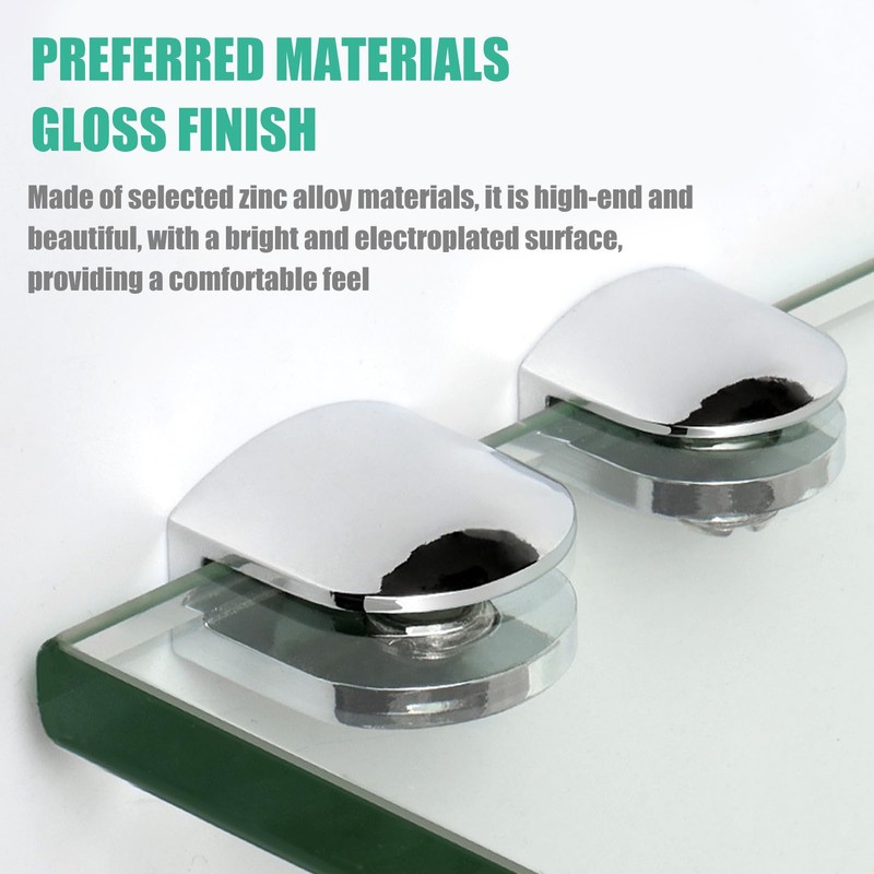 4PCS Chrome Glass Shelf Brackets Adjustable Wall Mounted Zinc Alloy