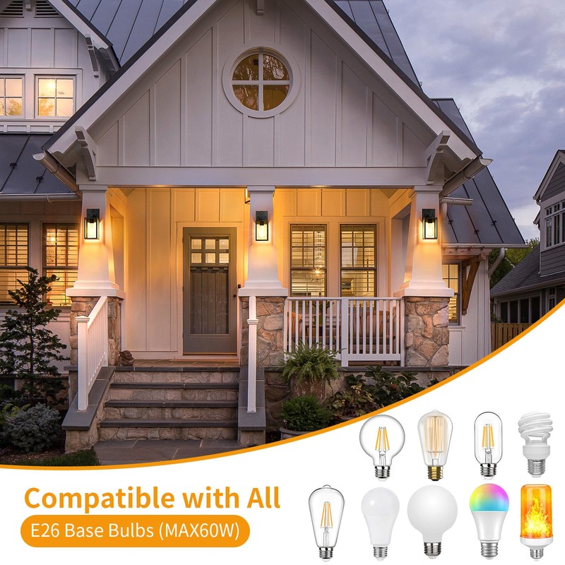 2 Pack Motion Sensor Outdoor Light Fixtures Wall Mount, H