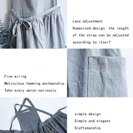 SF-ZXTINP Soft Cotton Kitchen Cooking Apron with Cross Back - for Cooking Catering Work Commercial Restaurant Size Can Be Adjusted, lightblue