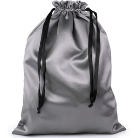 PlasMaller Dust Cover Storage Bags Thick Silk Cloth Pouch with Drawstring for Luxuries Handbags Tote Purses Shoes Boots, Silver (15.7 x 19.6 in)