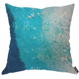 AOYEGO Blue Abstract Watercolor Macro Texture Throw Pillow Cover Aquarelle Ocean Doodle Liquid Water Grain Graphic Pillow Case 18x18 Inch Decorative Men Women Room Cushion Cover for Home Bed